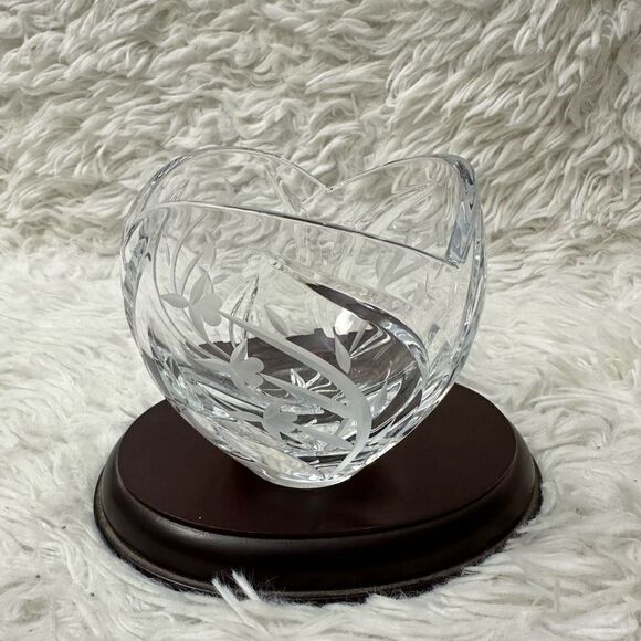 LENOX Cut Crystal Multipurpose Bowl Hand Etched Flowers Scallop Trim‎ Small - Picture 3 of 7